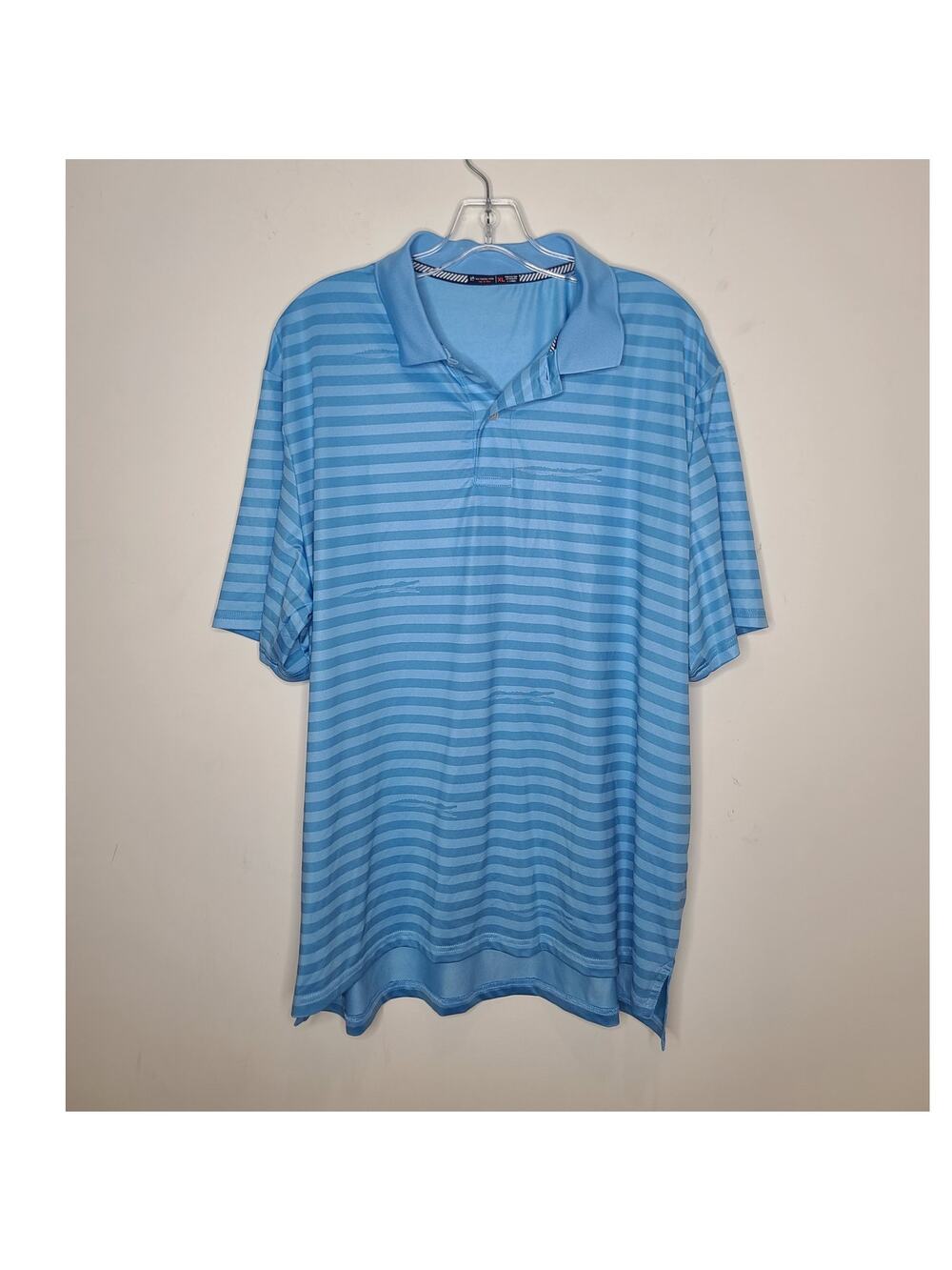 Southern Tide tide to trail blue striped short sleeve polo shirt - XL